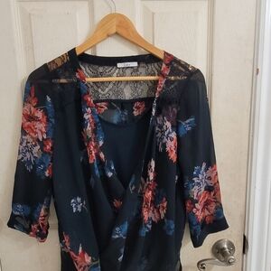 Dex Black Floral Lace Blouse
